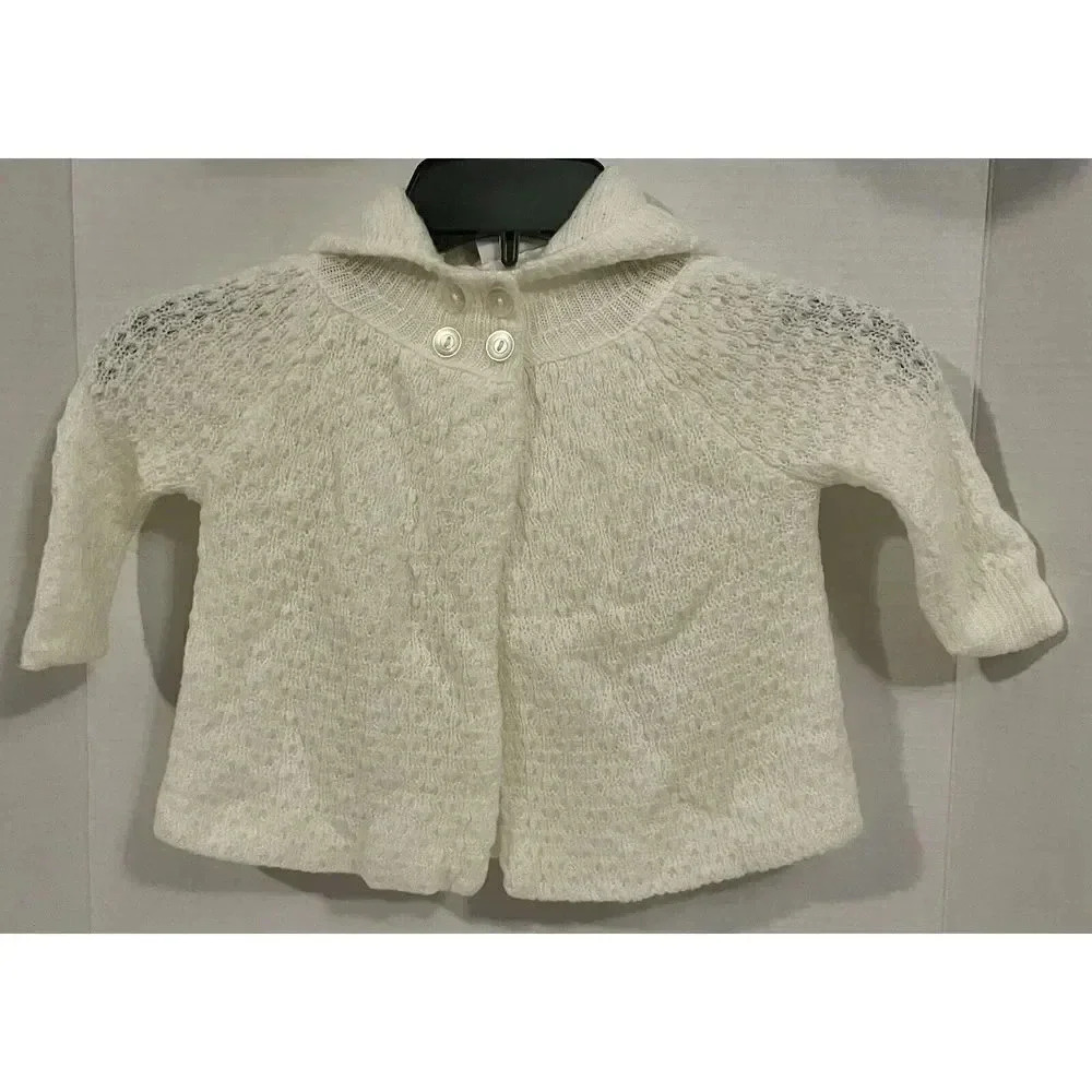 Kidlooks Infant Unisex Size 0 to 6 Months White Sweater With Hood‎ Vintage 2001